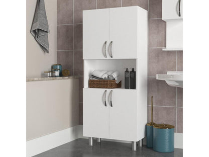 Armoire de salle de bain 4 portes bois blanc 59.4cm VWTR45149