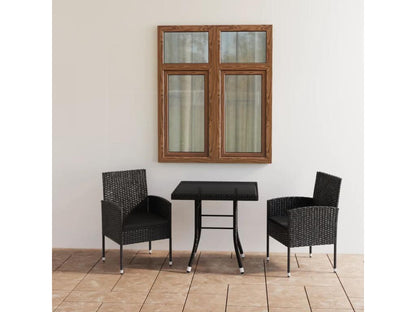 Ensemble à dîner de jardin 3 pièces Résine tressée Noir XRBZ52856