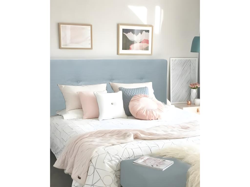 Tête de lit polyester boutons bleu-verte 90x80cm - ROC - Artigeo GODH19661