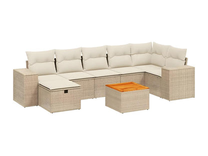 Salon de jardin avec coussins 8 pcs beige résine tressée GVFX71828