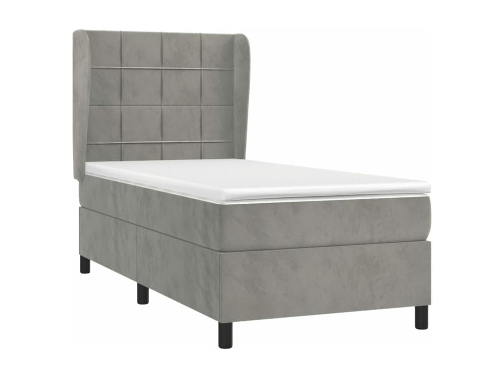 Lit à sommier tapissier et matelas Gris clair 90x190 cm Velours ZVLE49739