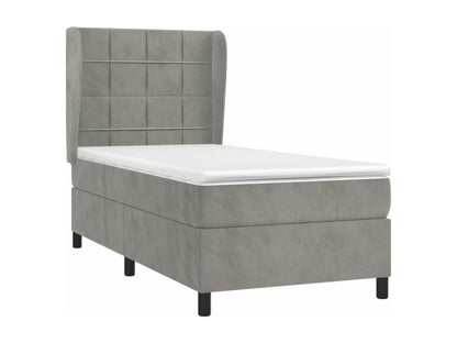 Lit à sommier tapissier et matelas Gris clair 90x190 cm Velours ZVLE49739