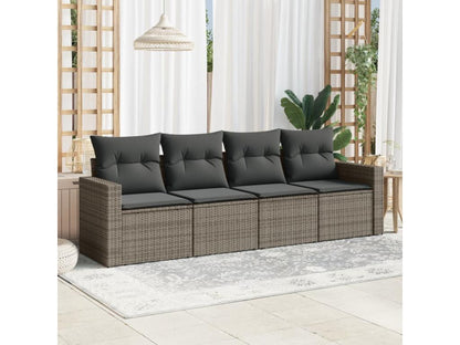 Salon de jardin 4 pièces avec coussins gris résine tressée BHSN05011