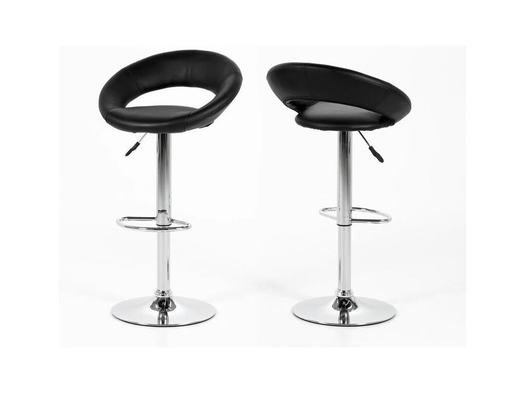 Plus Tabouret de bar en similicuir noir avec pied chromé hauteur réglable. KOYB15770