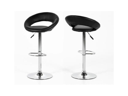 Plus Tabouret de bar en similicuir noir avec pied chromé hauteur réglable. KOYB15770
