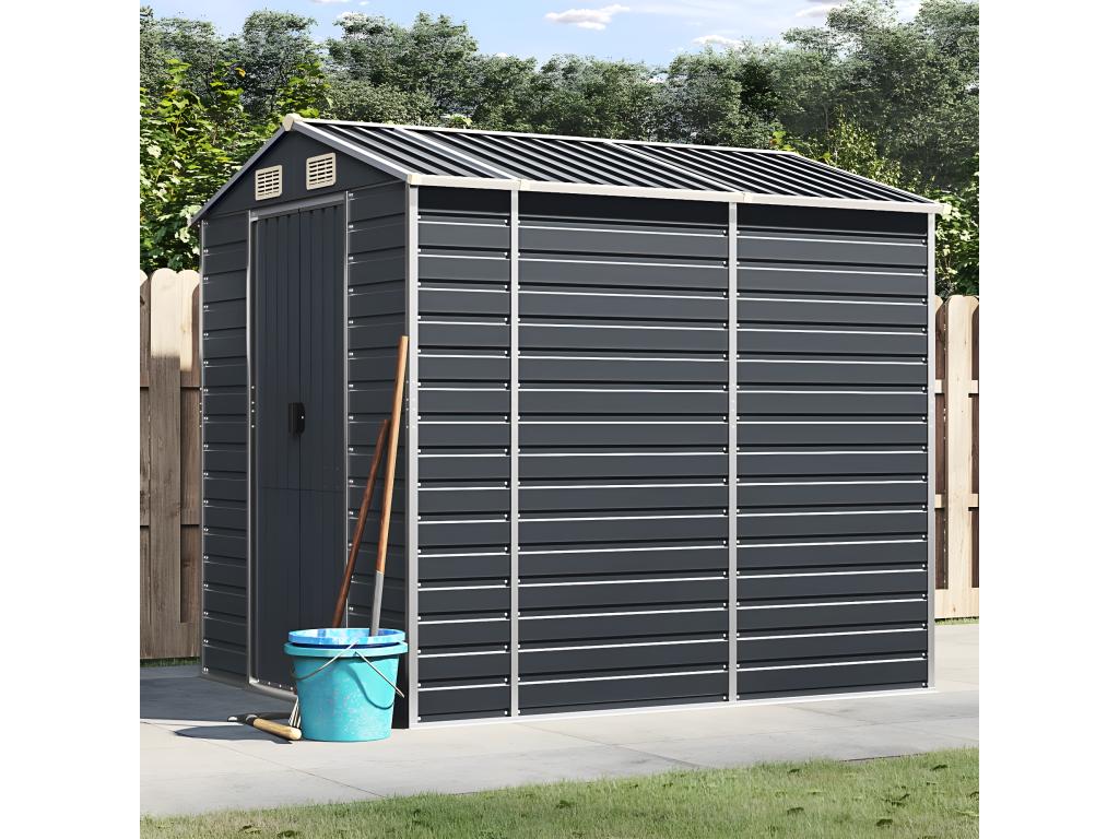 Abri de jardin anthracite 191x215x198 acier galvanisé SJIZ65374