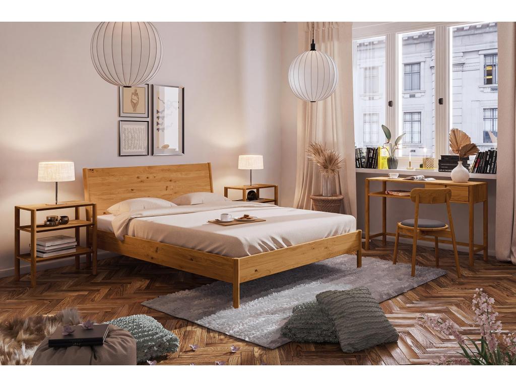 Artigeo - Cadre de lit avec tête de lit en bois 180x200 en chêne sauvage laqué VSLE44168