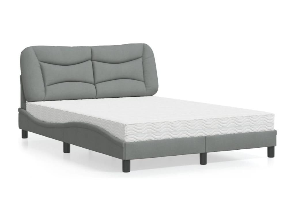 Lit avec matelas gris clair 140x190 cm tissu EHWX44024