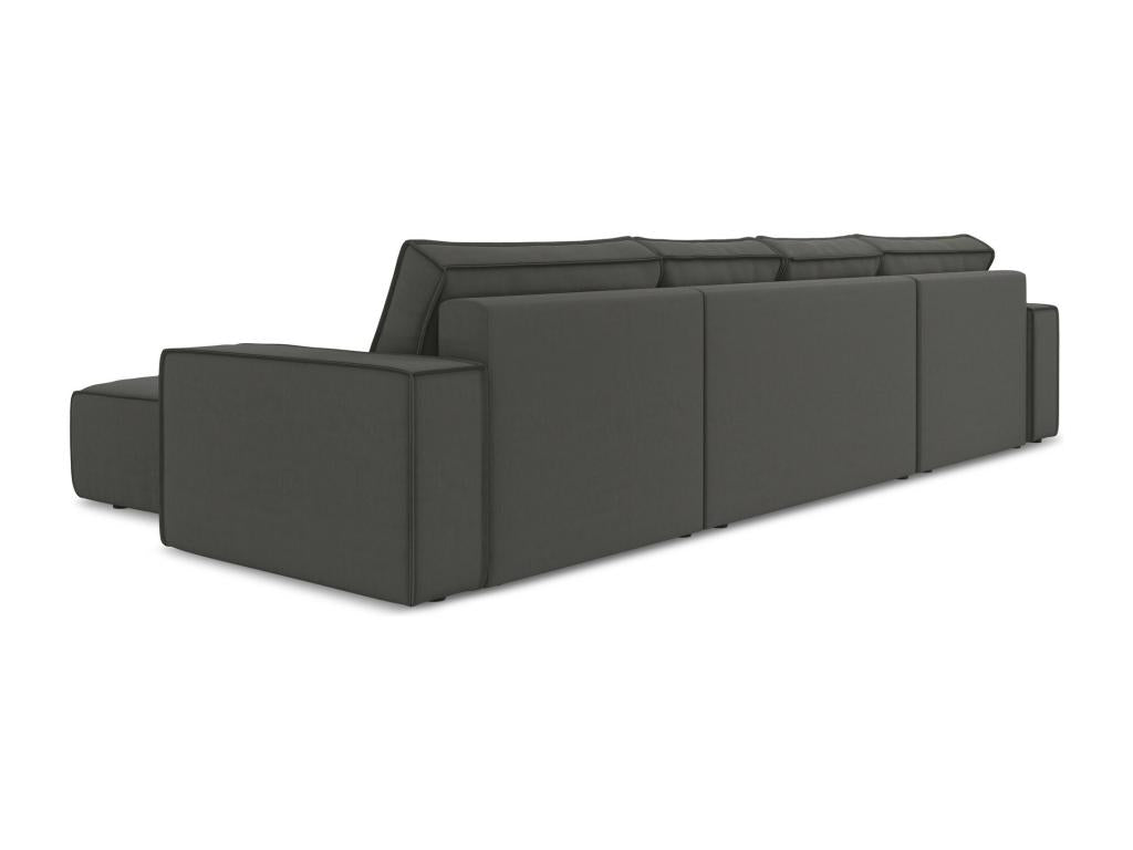 Canapé d'angle panoramique convertible en velours - acier - Chezlova XTGD81241