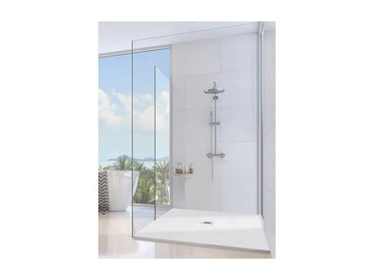 Receveur de Douche 95x170 cm Ligne Artigeo Extra Fin Gris Clair Ral 7035 en Résine Synthétique et Poudre de Marbre Avec Drain Libre VJHP82240