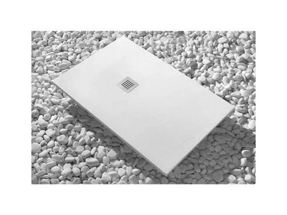 Receveur de Douche 65x175 cm Artigeo Slim Blanc en Résine Synthétique et Poudre de Marbre Avec Drain Libre RNEN03972