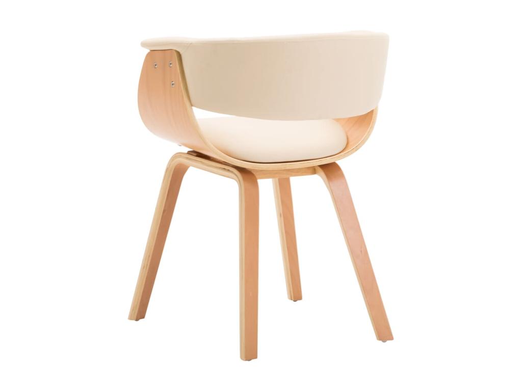 Chaise à manger crème bois courbé et similicuir PCLL87317
