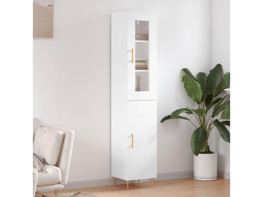 Buffet haut Blanc 34.5x34x180 cm Bois d'ingénierie OKMP21906