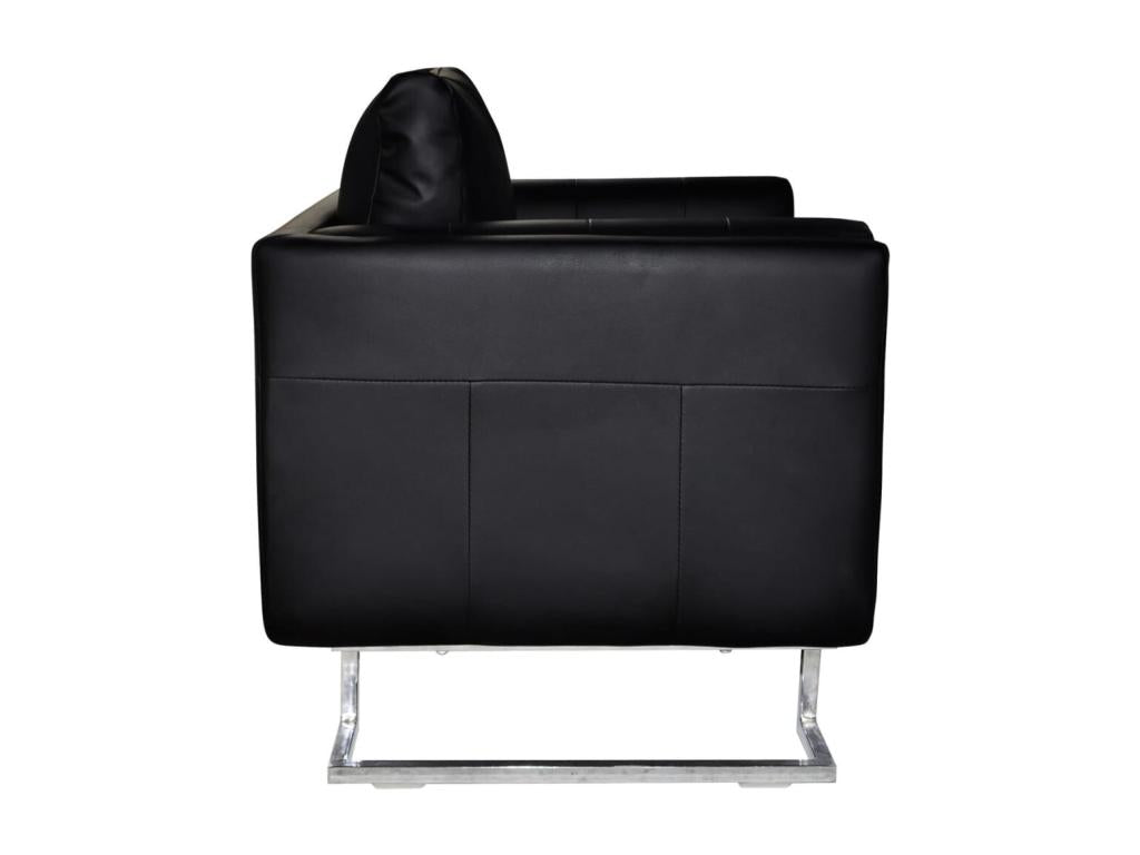 Fauteuil Artigeo avec pieds chromés Noir Similicuir AKCA01830