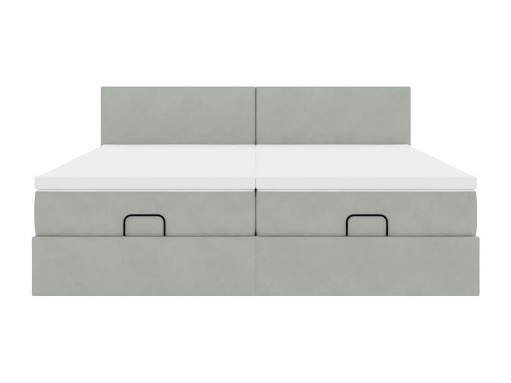 Cadre de lit ottoman avec matelas gris clair 200x200 cm velours HYQD17730