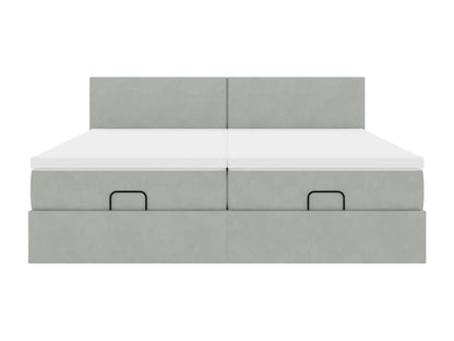 Cadre de lit ottoman avec matelas gris clair 200x200 cm velours HYQD17730