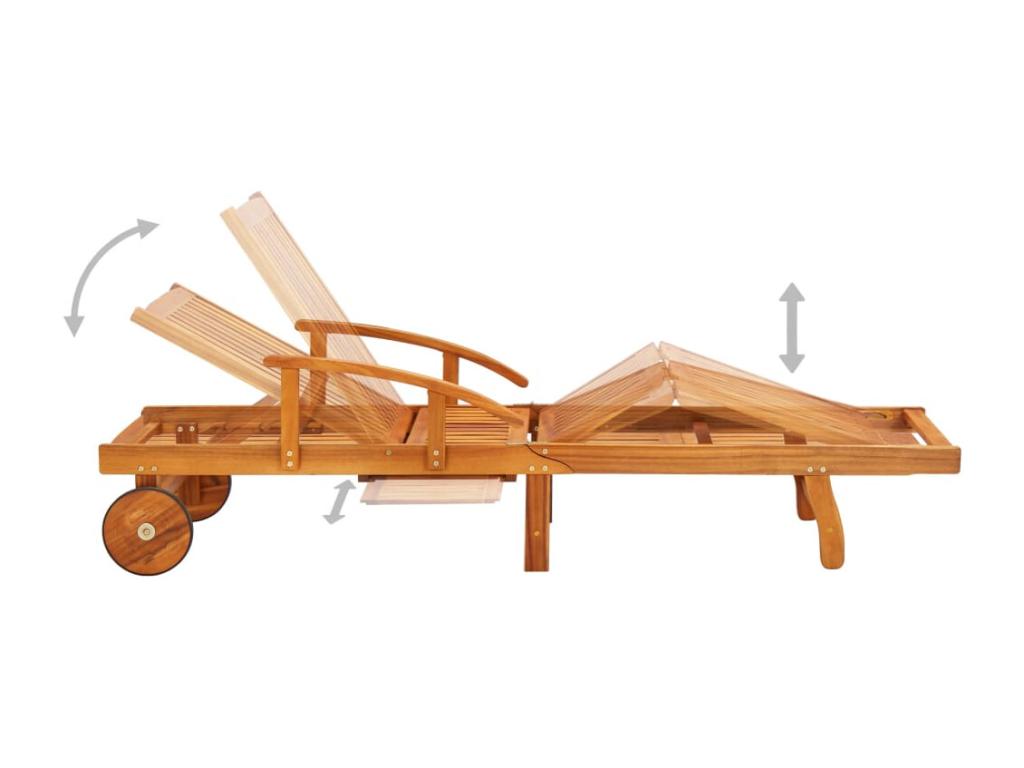 Chaise longue de jardin avec table et coussin Bois d'Chezlova NKRW62699