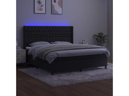 Sommier tapissier avec matelas et LED Noir 180x200 cm Velours OYGS31579