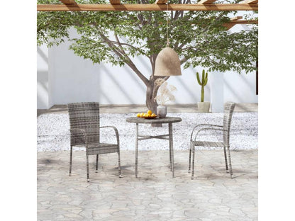Ensemble à manger de jardin 3 pcs Résine tressée Gris XIZB89386