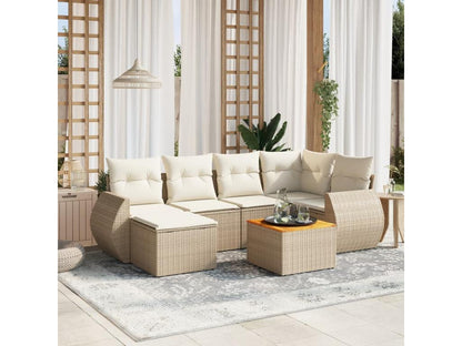 Salon de jardin avec coussins 7 pcs beige résine tressée FHMM38329