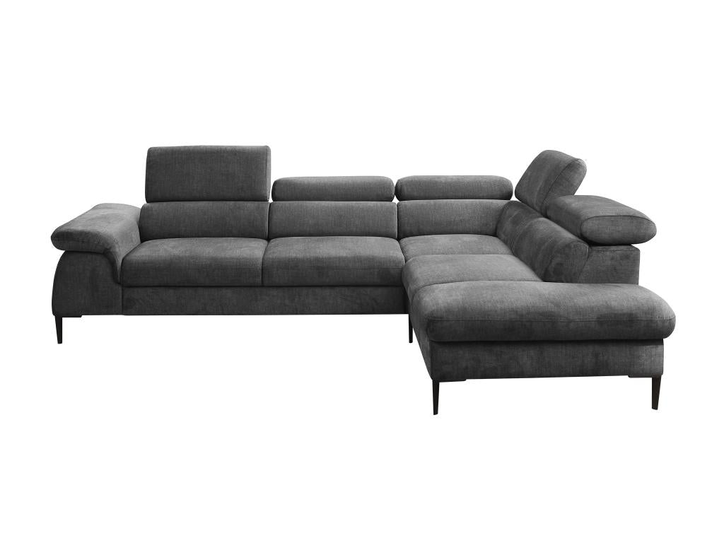 Grand canapé d'angle droit convertible en velours gris anthracite SEPINA de Chezlova GQGC54247