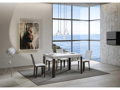 Table extensible 90x130/234 cm Artigeo Frêne Blanc cadre Anthracite BIGI21686