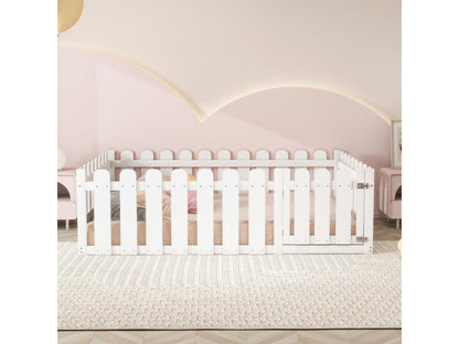 Lit enfant 140x200cm en bois - avec barrière de sécurité - Blanc JBCJ40264