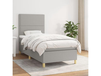 Lit à sommier tapissier avec matelas Gris clair 80x200 cm Tissu BSFP48792