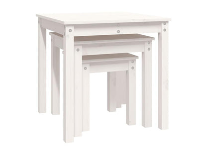 Tables gigognes 3 pièces Blanc Bois de pin massif PPDH00808