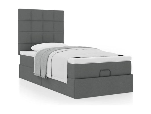 Cadre de lit ottoman avec matelas gris foncé 80x200 cm tissu AUMU72001
