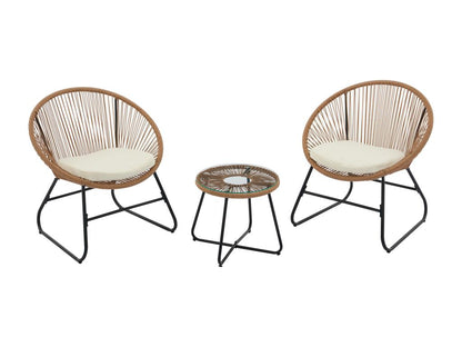 Salon de jardin en résine tressée 2 fauteuils et une table basse - Naturel clair - PISALE de Artigeo KKVY35455