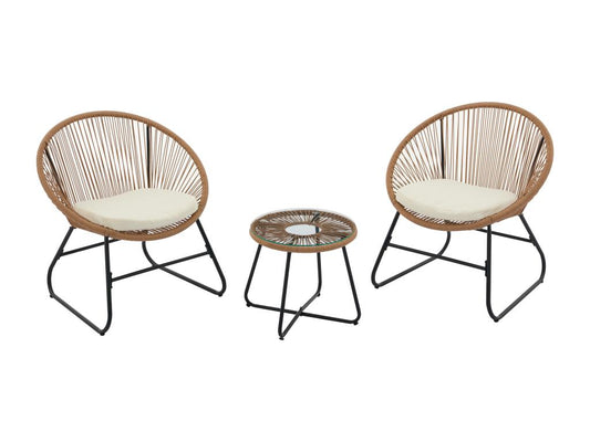 Salon de jardin en résine tressée 2 fauteuils et une table basse - Naturel clair - PISALE de Artigeo KKVY35455