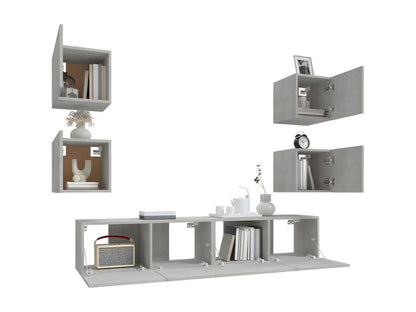 Ensemble de meubles TV 6 pcs Gris béton Bois d'ingénierie DYSM44872