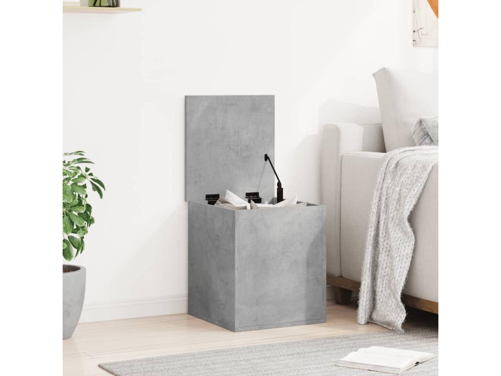 Boîte de rangement gris béton 40x42x46 cm bois d'ingénierie NNEA03338