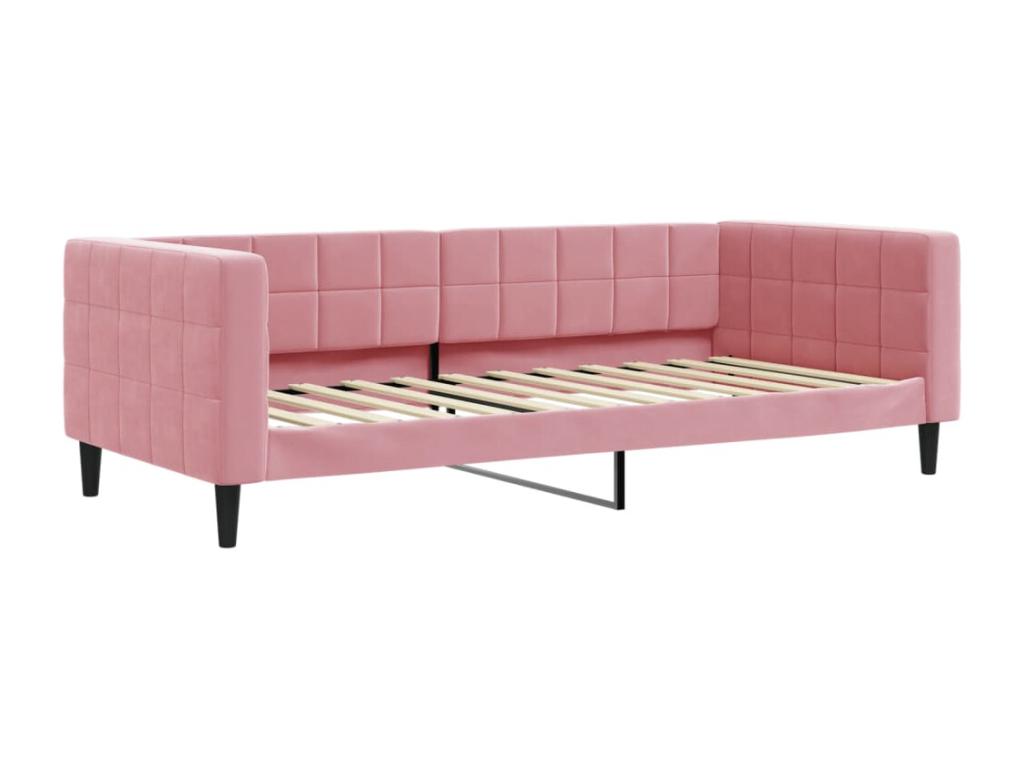 Lit de jour avec matelas rose 90x200 cm velours NIKB93100