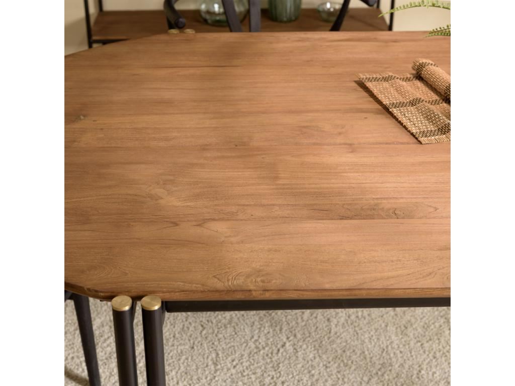 Artigeo - Table à manger ovale 200x105cm plateau bois de teck recyclé JAFT42601