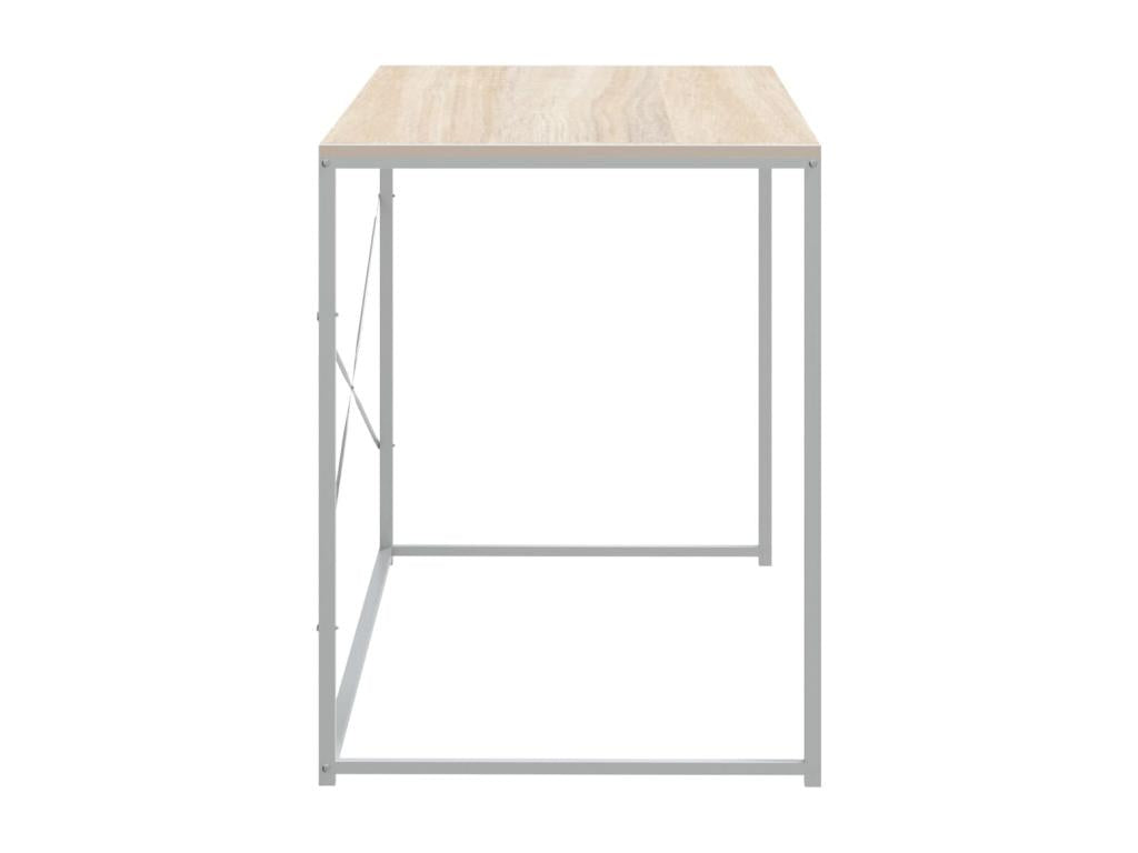 Bureau d'ordinateur Blanc et chêne 110x60x70 cm Aggloméré PCSA27154