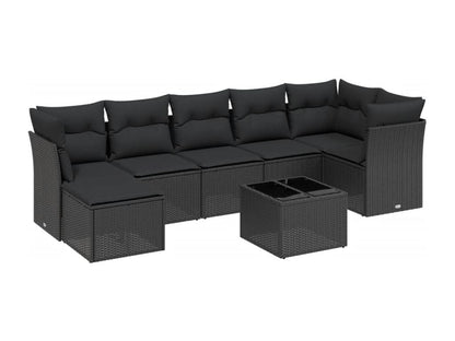 Salon de jardin 8 pcs avec coussins noir résine tressée NJKY82010