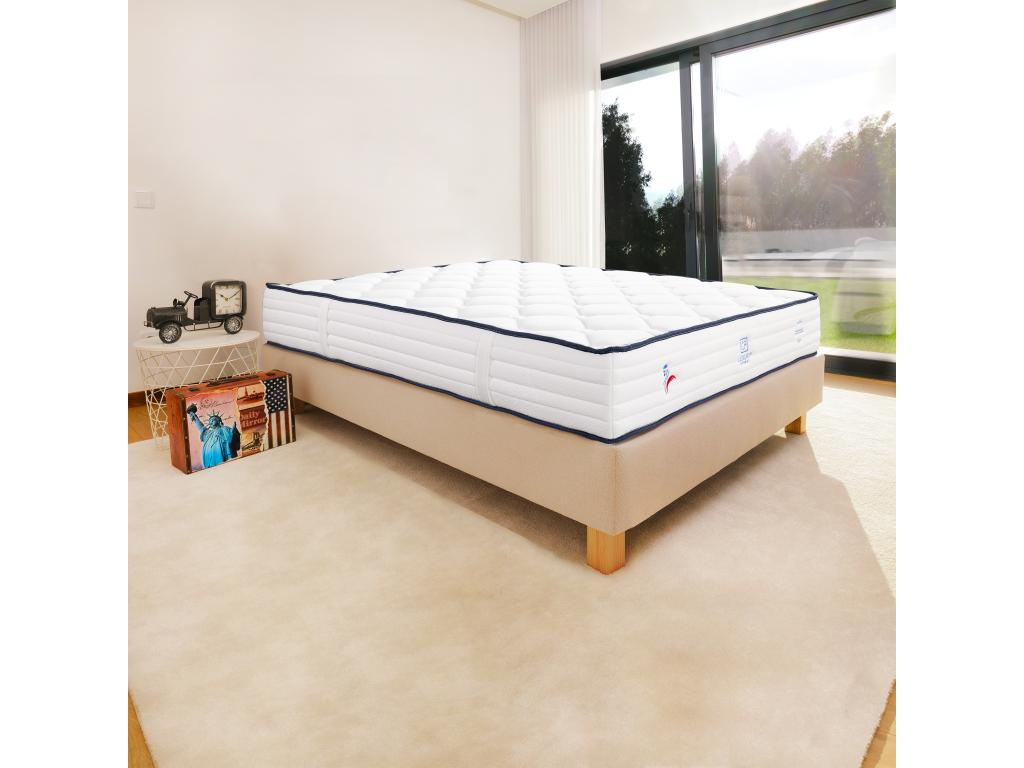 Ensemble Matelas 90x190 cm Patriote 27 cm sommier beige ADAP93594