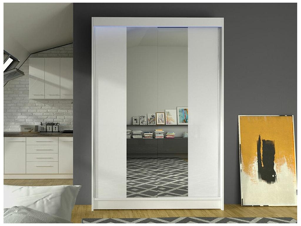 Armoire Chezlova 148 Blanc 200x120x58cm Portes d'armoire Glissement WKXQ99752