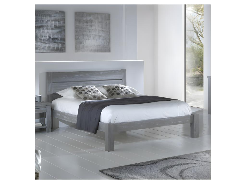 Cadre Tête de lit 160x200 cm Bois massif Gris - Artigeo XQST45961