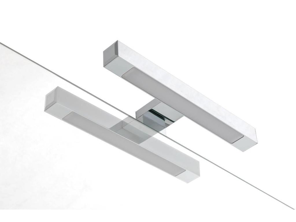 Ensemble meuble de salle de bain 2 tiroirs bois blanc et miroir à LED Artigeo L 90cm TVJS29086