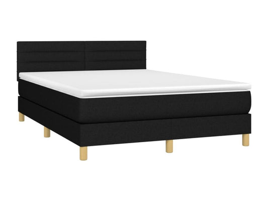 Sommier tapissier avec matelas et LED Noir 140x190 cm Tissu MKAI85256