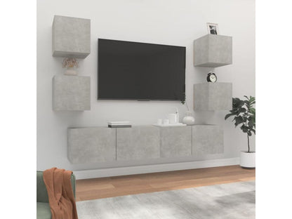 Ensemble de meubles TV 6 pcs Gris béton Bois d'ingénierie DYSM44872