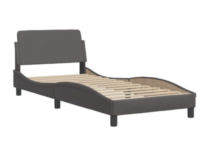 Lit avec matelas gris 90x190 cm similicuir FVWP49730