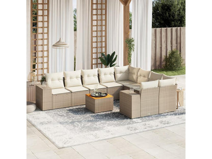 Salon de jardin avec coussins 10 pcs beige résine tressée JAYE58145