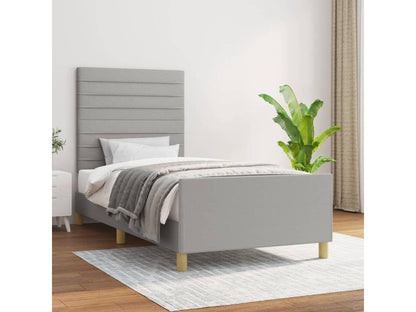 Lit avec tête de lit Gris clair 90x200 Tissu 2 MEPA11504