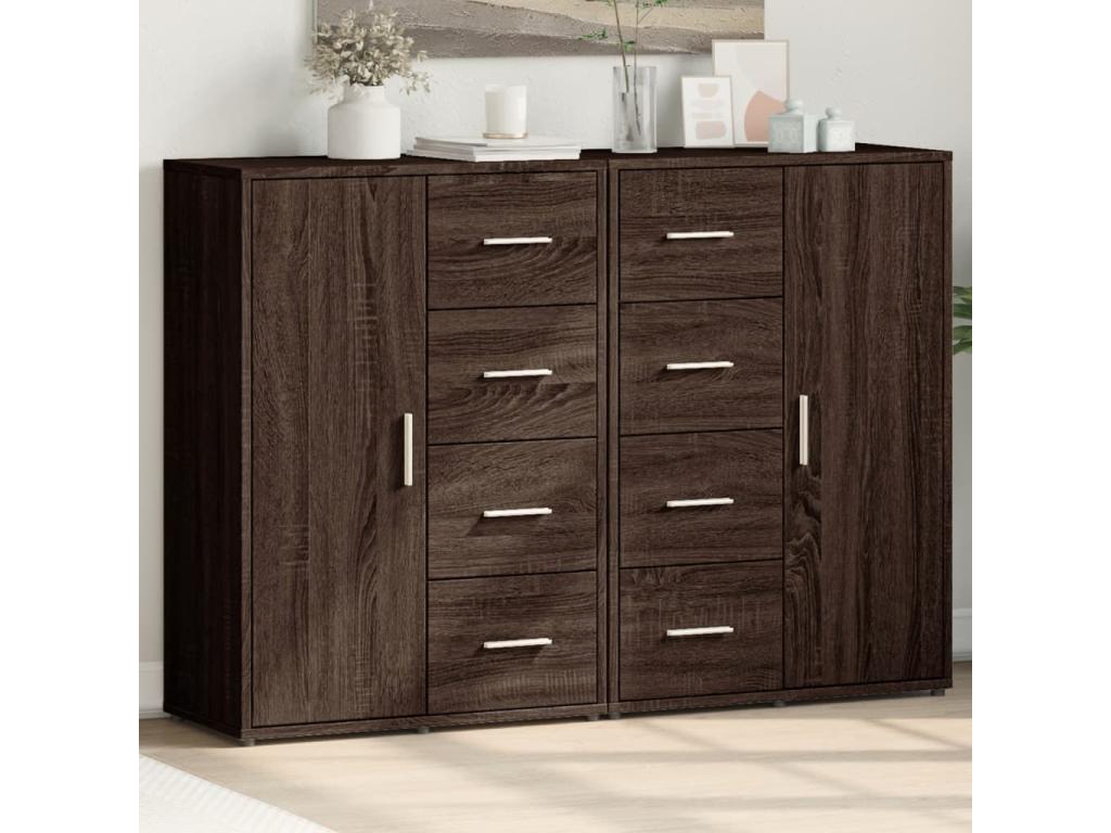Buffets 2 pcs chêne marron 60x31x84 cm bois d'ingénierie INLW44373