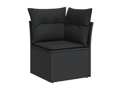 Salon de jardin 8 pcs avec coussins noir résine tressée IQHC81487