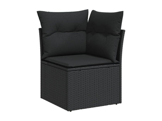 Salon de jardin 8 pcs avec coussins noir résine tressée IQHC81487